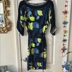 Floral Print Sheath Dress with Dolman Sleeves